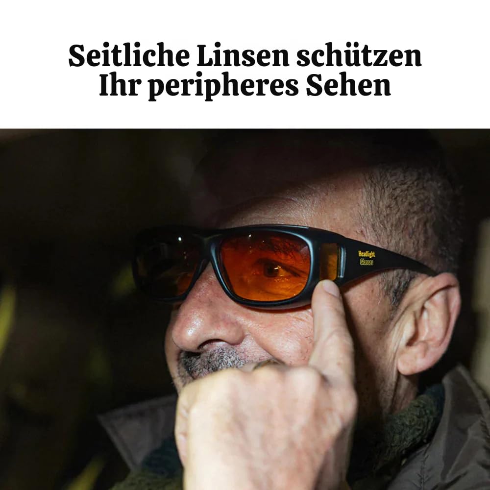 Nachtfahrbrille Polarisierte Gläser – Fahrsicherheit bei Dunkelheit, UV-Schutz für Brillenträger | Autozubehör, Leicht & Komfortabel, Reduziert Blendung