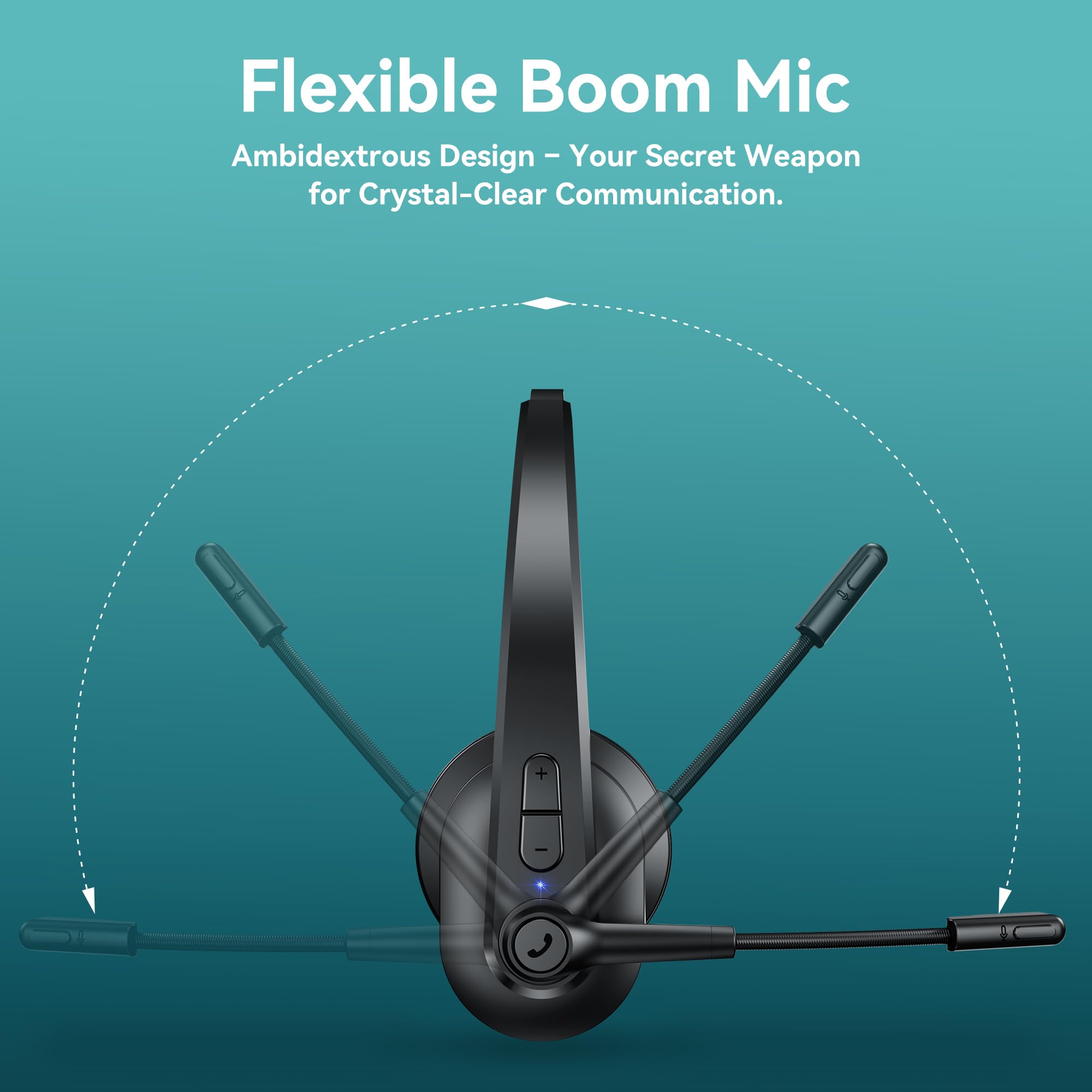 Auriculares Bluetooth con dongle USB para computadora, auriculares inalámbricos de una sola oreja con micrófono de cancelación de ruido para oficina y camioneros, Bluetooth V5.2 con botón de 5