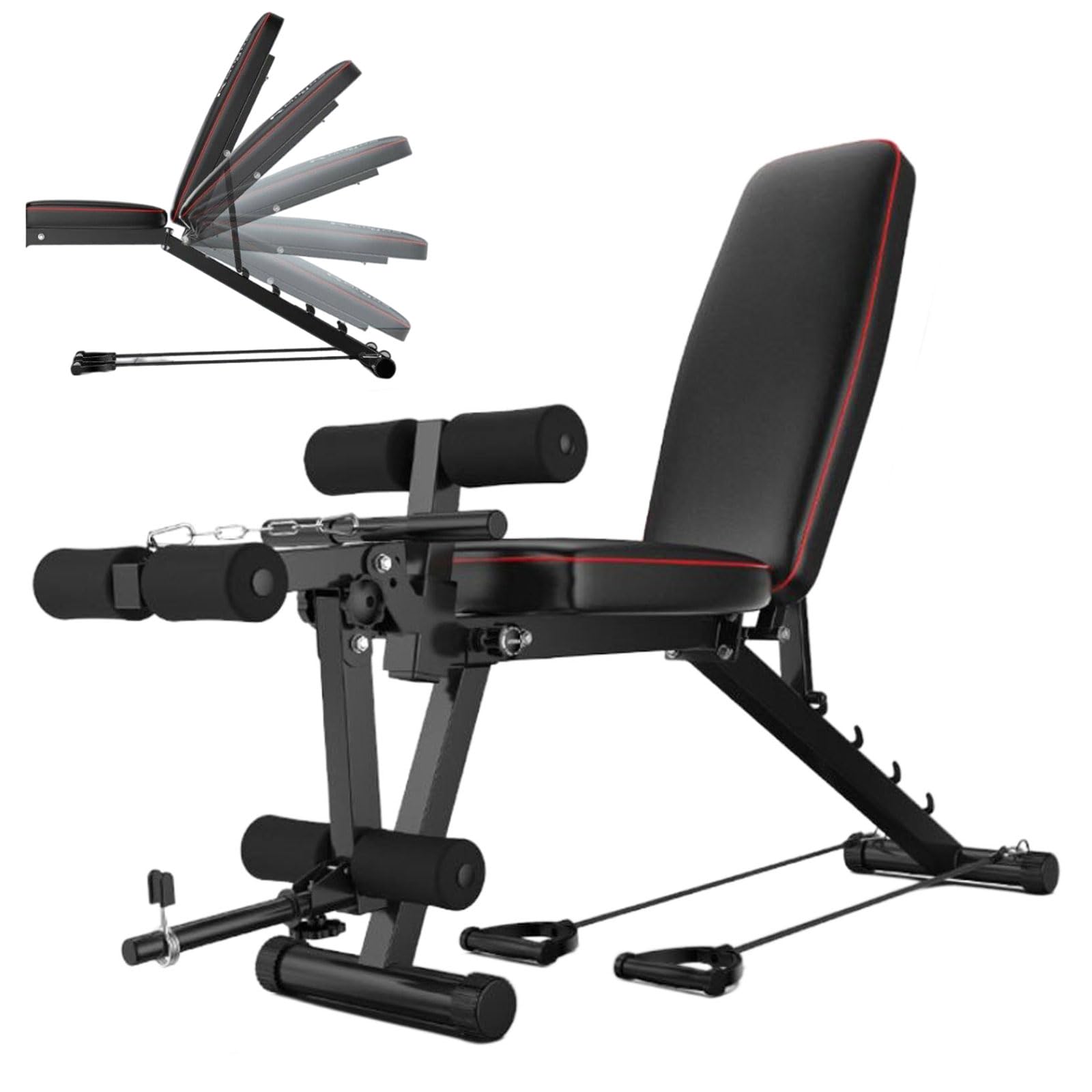 Banco de Pesas, Banco Musculación Multifunción, Banco de Abdominales, Banco Gimnasio, Banco de Entrenamiento para Fitness, Banco Inclinado con Respaldo AjustableBlack,48 * 162 * 111CM