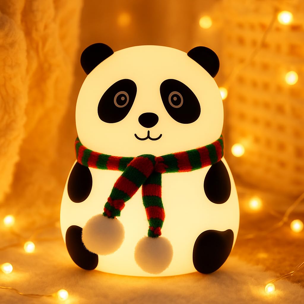 Toy Imagine Panda Night Light for Kids – Soft Silicone LED Lamp with Tap Control | Rechargeable, Multi-Color Light Modes, Non-Slip Base | Nursery Bedside Light for Baby Room, Toddlers & Gift Use