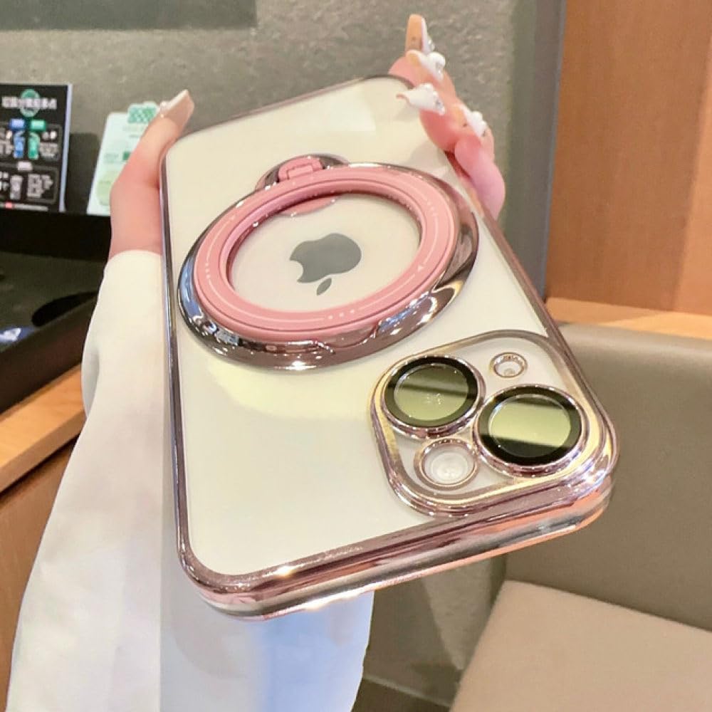 Coque iPhone 7 8 Plus antichoc avec lentille protégée et aimant rose