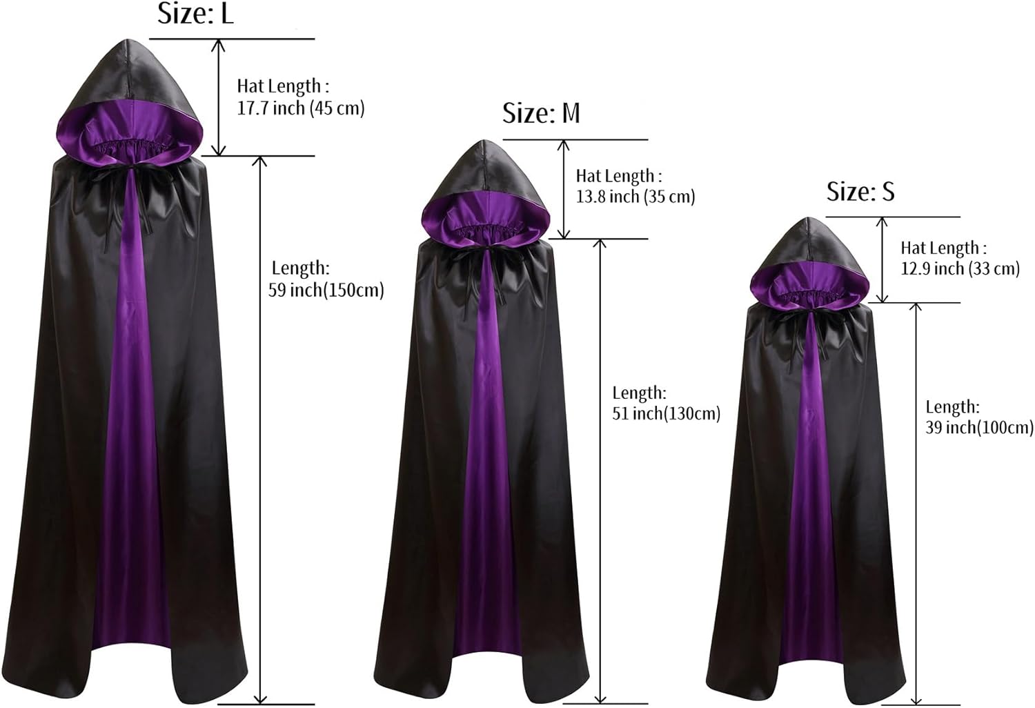 Unisex Reversible Satin Hooded Capes For Christmas Halloween Party Vampires Easter Cosplay Costume Cloak - Image 4