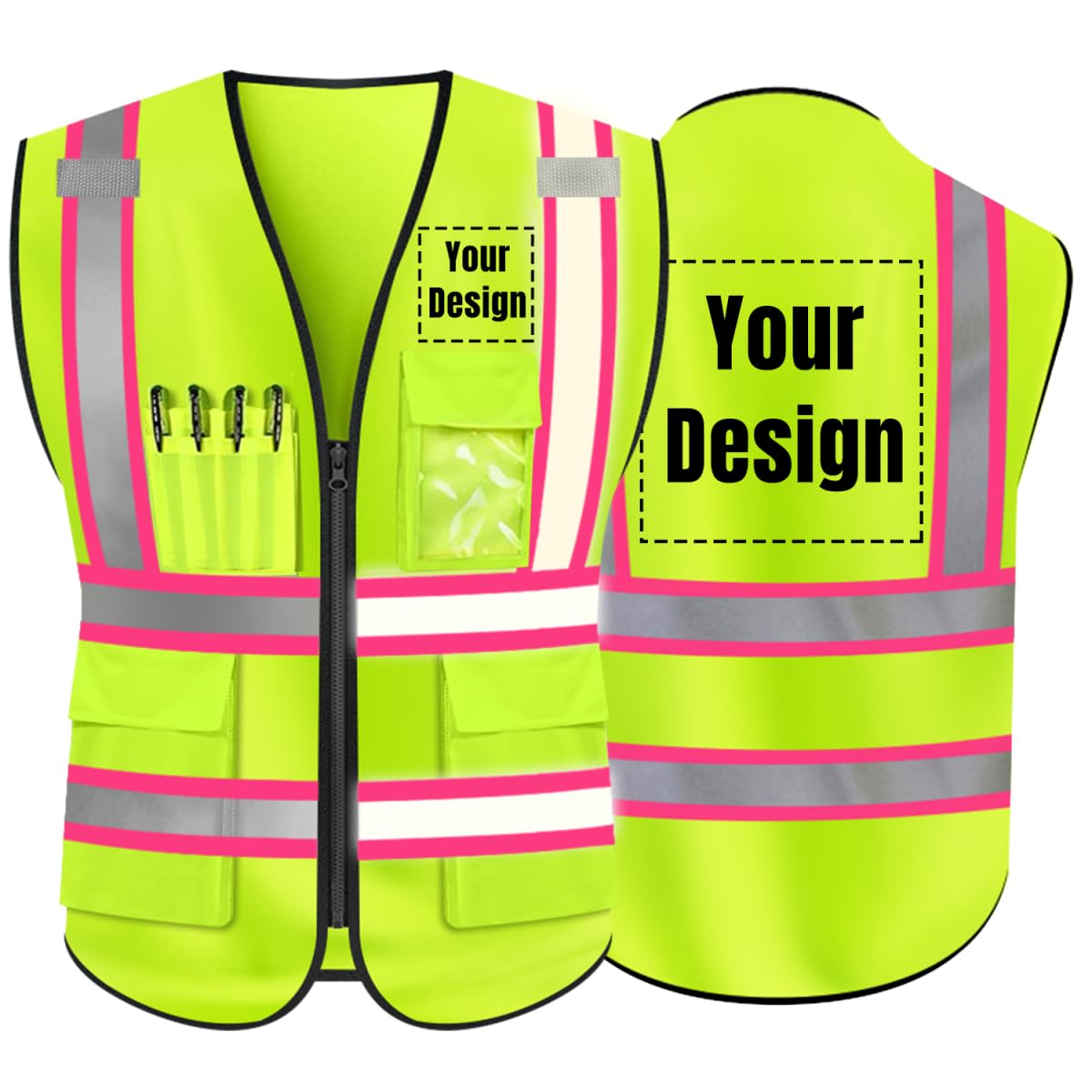 YOWESHOP High Visibility Reflective Safety Vest Customize Logo Hi-vis Security Work Vest