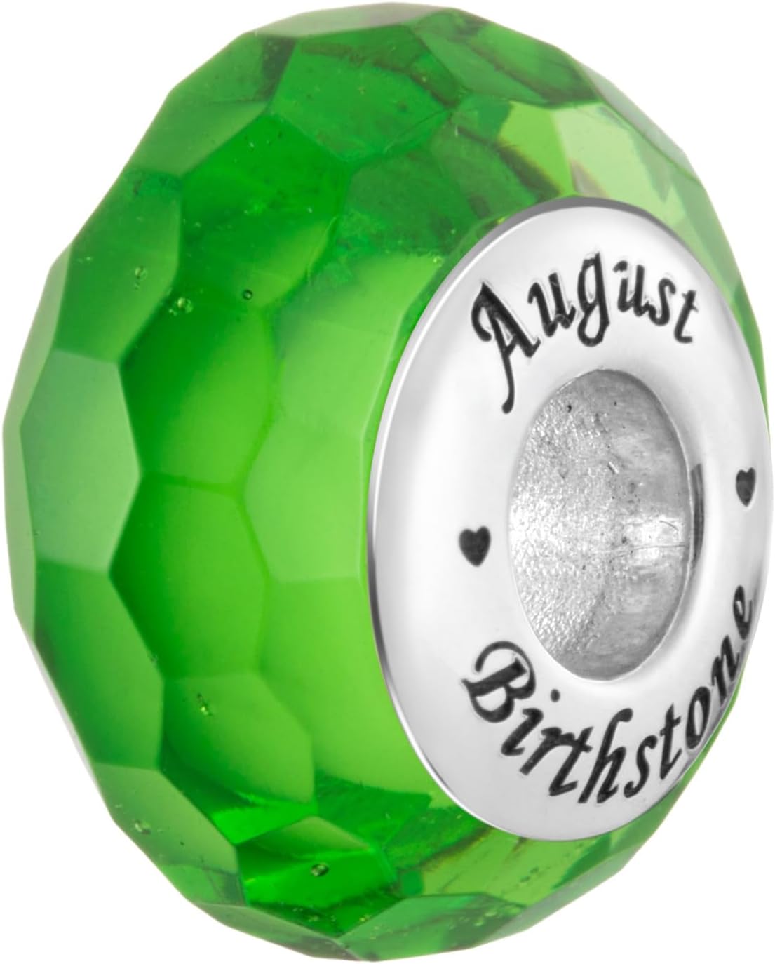 Birthstone Crystals CZ Birthday Month 925 Sterling Silver Charm Bead For Pandora & Similar Charm Bracelets or Necklaces