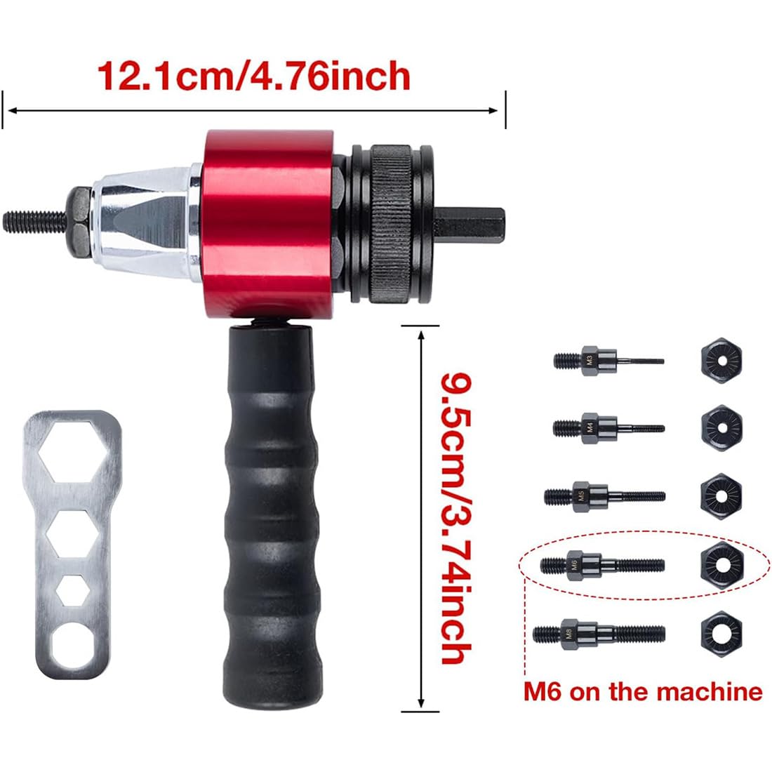M3-M8 - Kit adattatore per pistola rivettatrice elettrica, strumento dado per trapano senza fili, strumento per rivetti elettrici, rivettatrice a cambio rapido, strumento per automobilistico