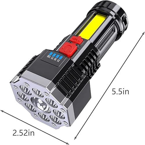 Miniatura 3 de Flashlights High Lumens, Rechargeable LED Flashlight, Super Bright Flashlights 100000 Lumens with 9 LED Light, 4 Modes Handheld Flashlights for