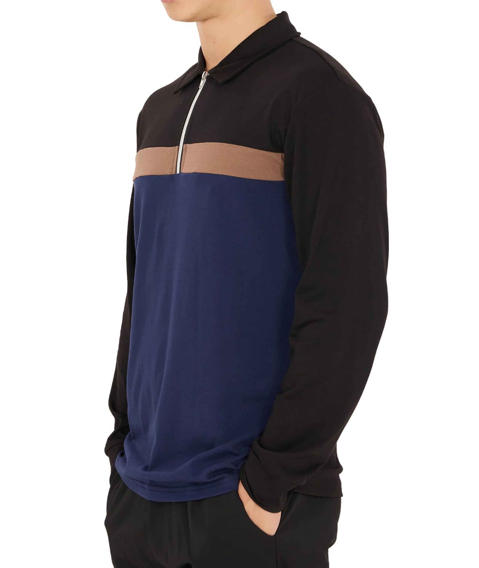 Ryehack Polos 1/4 Cremallera Hombres Casual Manga Larga Tops Camiseta Raglan Camiseta Golf Regular Fit S-2XL