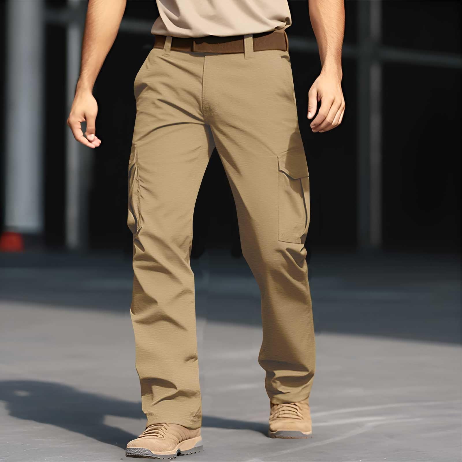 Générique Pantalon de Travail Homme Cargo Multipoches avec Genouillères Taille Elastique Extensible Résistant Durable Séchage Rapide Léger Tactique Militaire Treillis Randonnée Chasse Moto