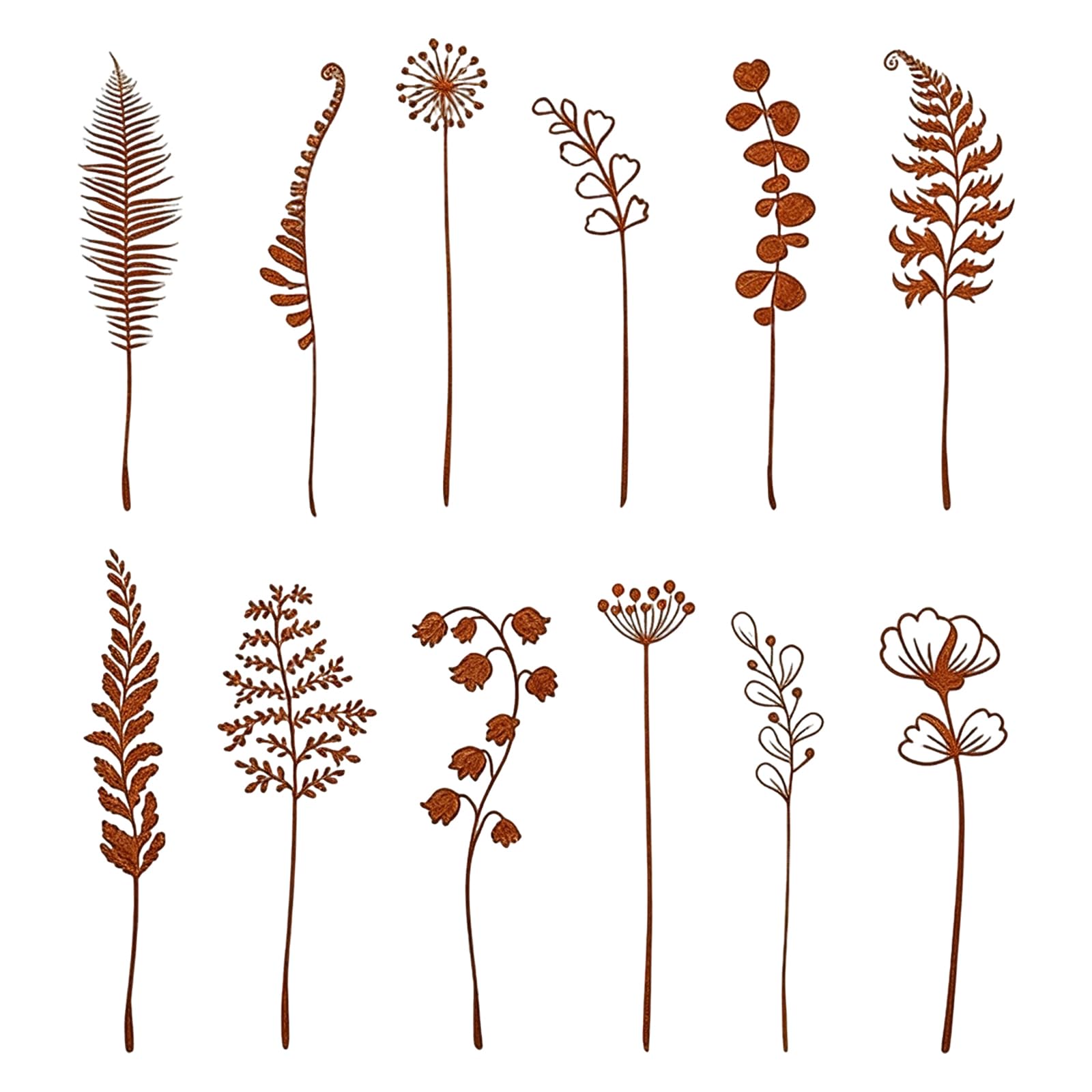 PPAAtrigeminal Metal Garden Flowers Stake, 12 Pcs, 10-14 Inch