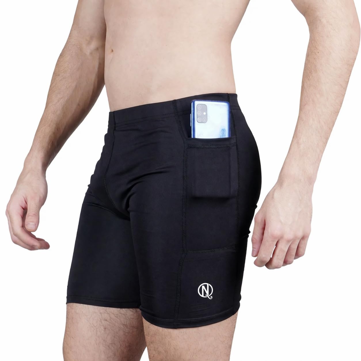never quit Men Compression Half Pocket Gym Shorts | Stretchable Workout Tight | Quick Dry Athletic Running Shorts with Mobile Pocket-picture-45