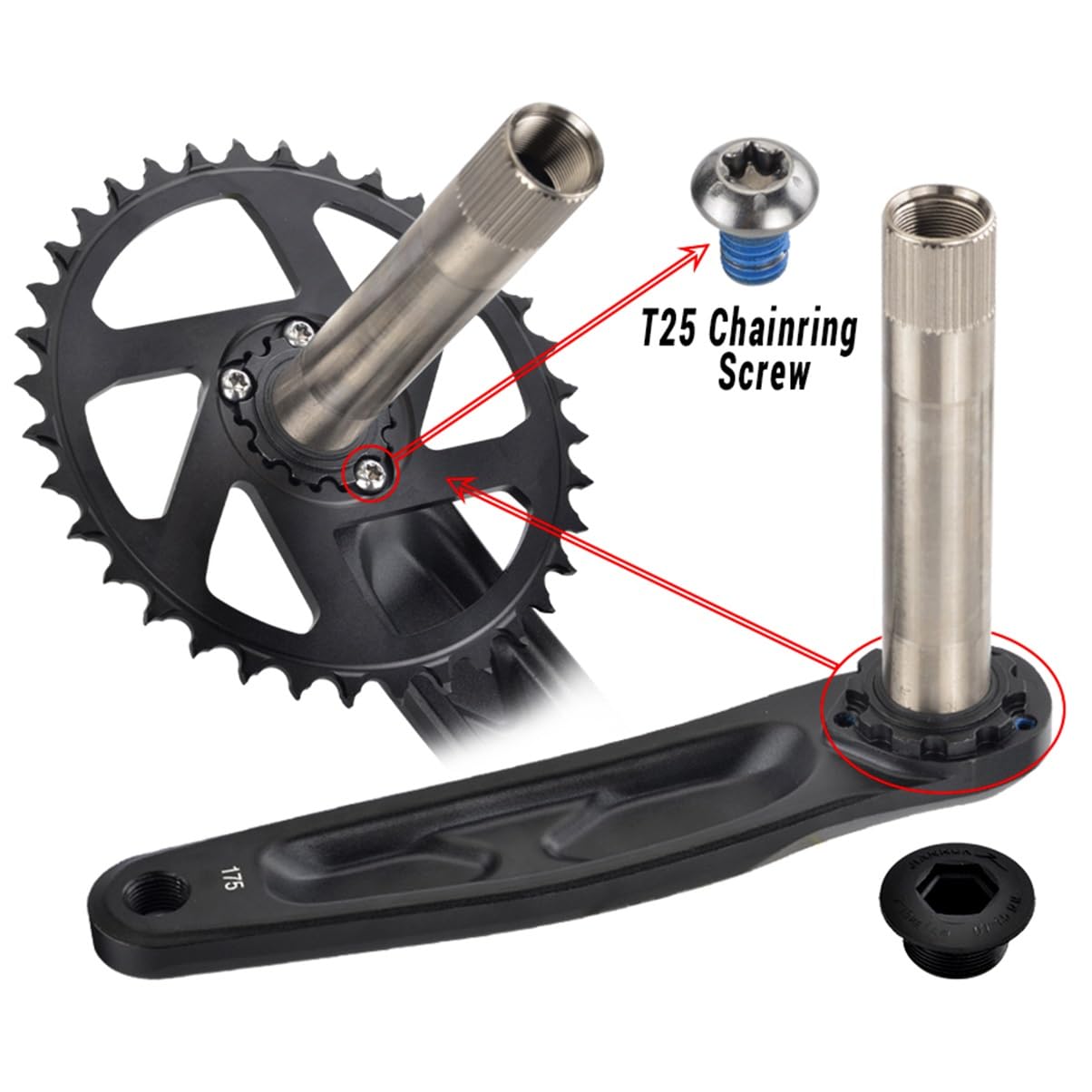 Bielas Juego De Bielas Integradas Huecas MTB Juego De Brazos Manivela Aleación De Aluminio De 170/175mm, Plato 30/32/34/36/38T for Velocidades De 9-12(170mm,34T)