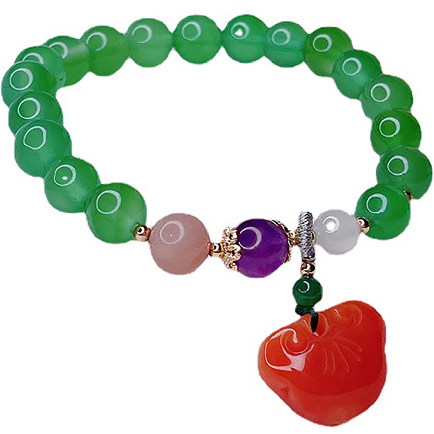 Nzpost Green Crystal Bracelet,Agate Bracelet,Ruyi Jade Bracelet B Crystal Bead Reiki Bracelet Authentic Gem Fo