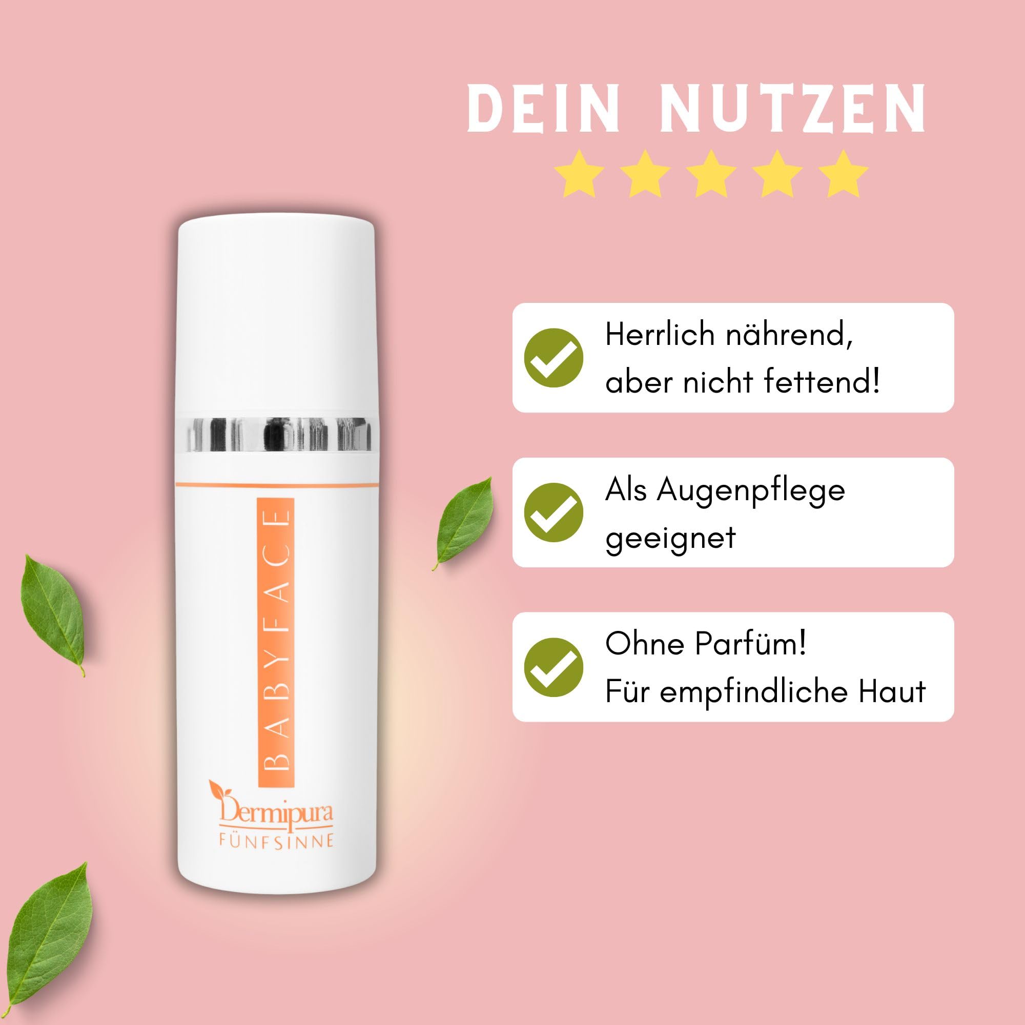 FÜNFSINNE | Dermipura | Babyface | Anti-Aging Creme für Gesicht und Augen, glatteres und gepflegtes Hautbild, als Tages- und Nachtcreme geeignet