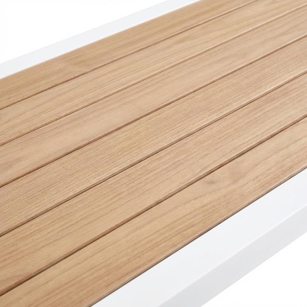 Brown Wood Look Accent Paneling Outdoor Patio Aluminum Rectangle Bar Table for Contemporary Style, Durable Weather-Resistant Finish