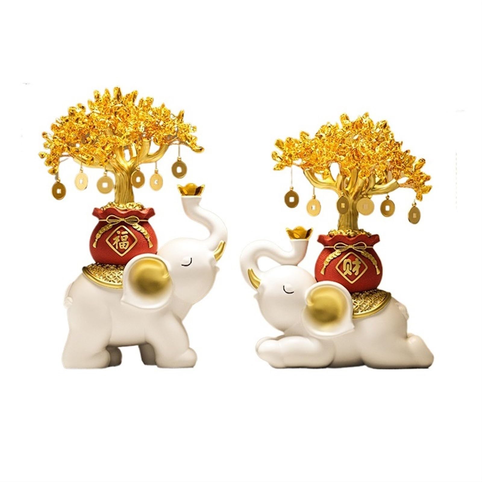 Luck and Wealth Crystal Tree New Chinese Style Crystal Money Tree Pair of Elephant Ornaments for Wealth Attraction | Crystal Tree Decor | Feng Shui Wealth Lucky Elephant Figurines Chakra Money Tree