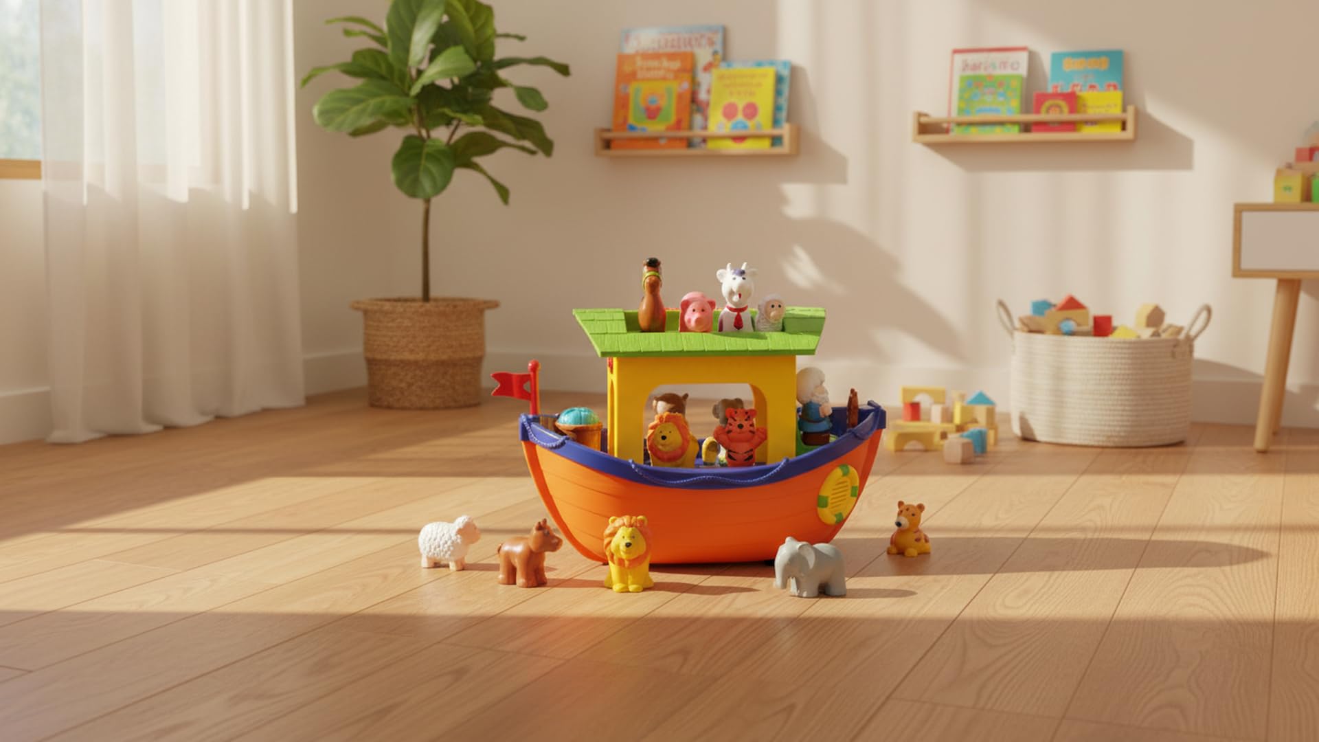 Amazon.com: Kiddieland Noah's Ark Shape Sorter Toy - Musical Boat