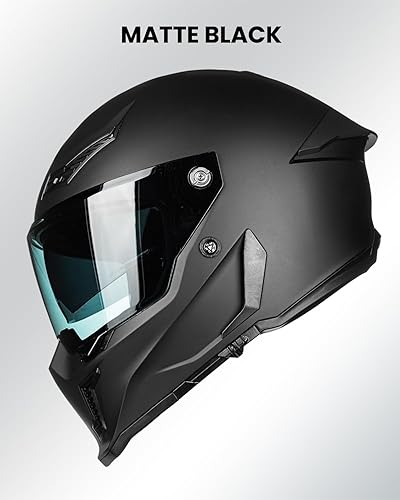 Miniatura 6 de ILM - Cascos de motocicleta para adultos, hombres y mujeres, cara completa, DOT ECE, deportes de motor, visera doble, para carreras callejeras con