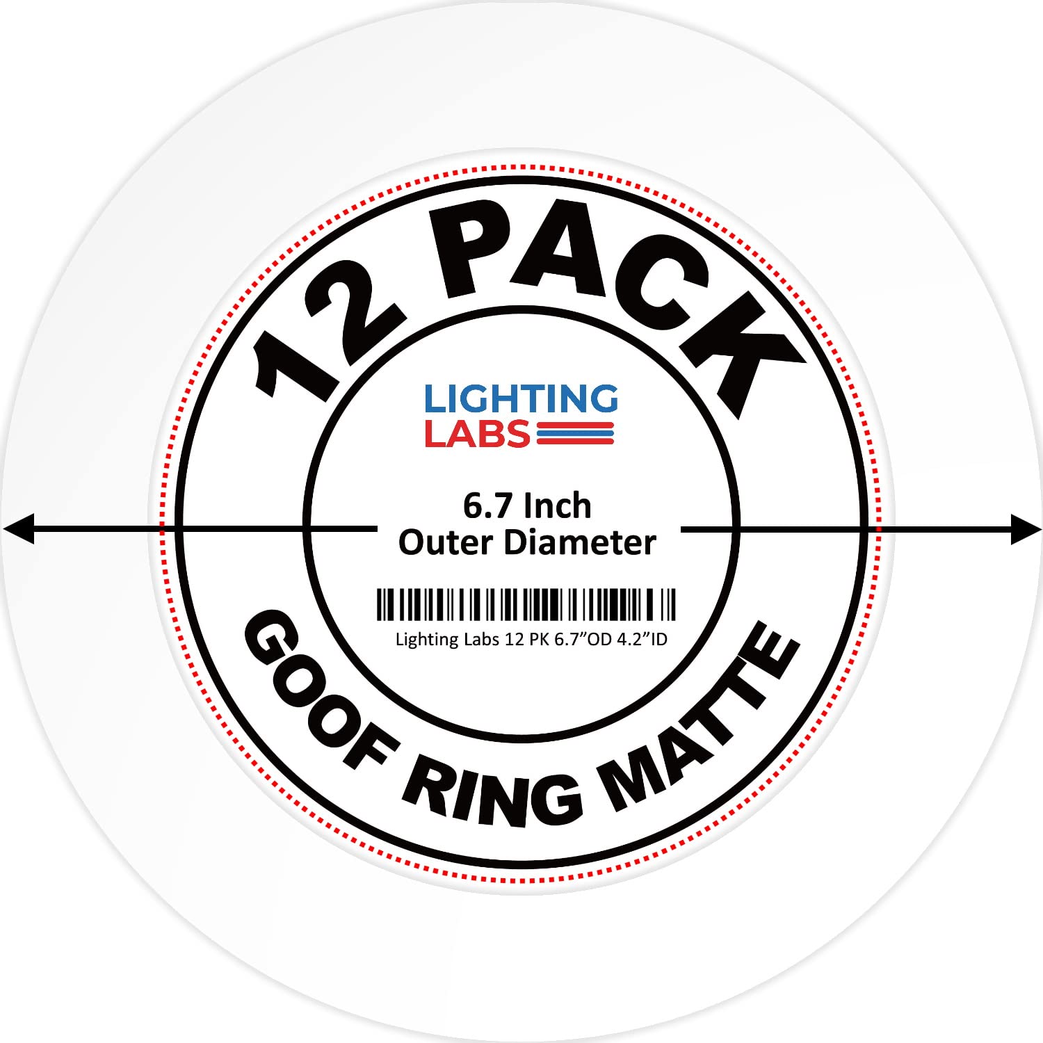 12 Pack Matte White Goof Trim Ring for 4" Inch Recessed Can Lighting Down Light, Outer Diameter 6.7 Inches, Inner Diameter 4.2 Inches