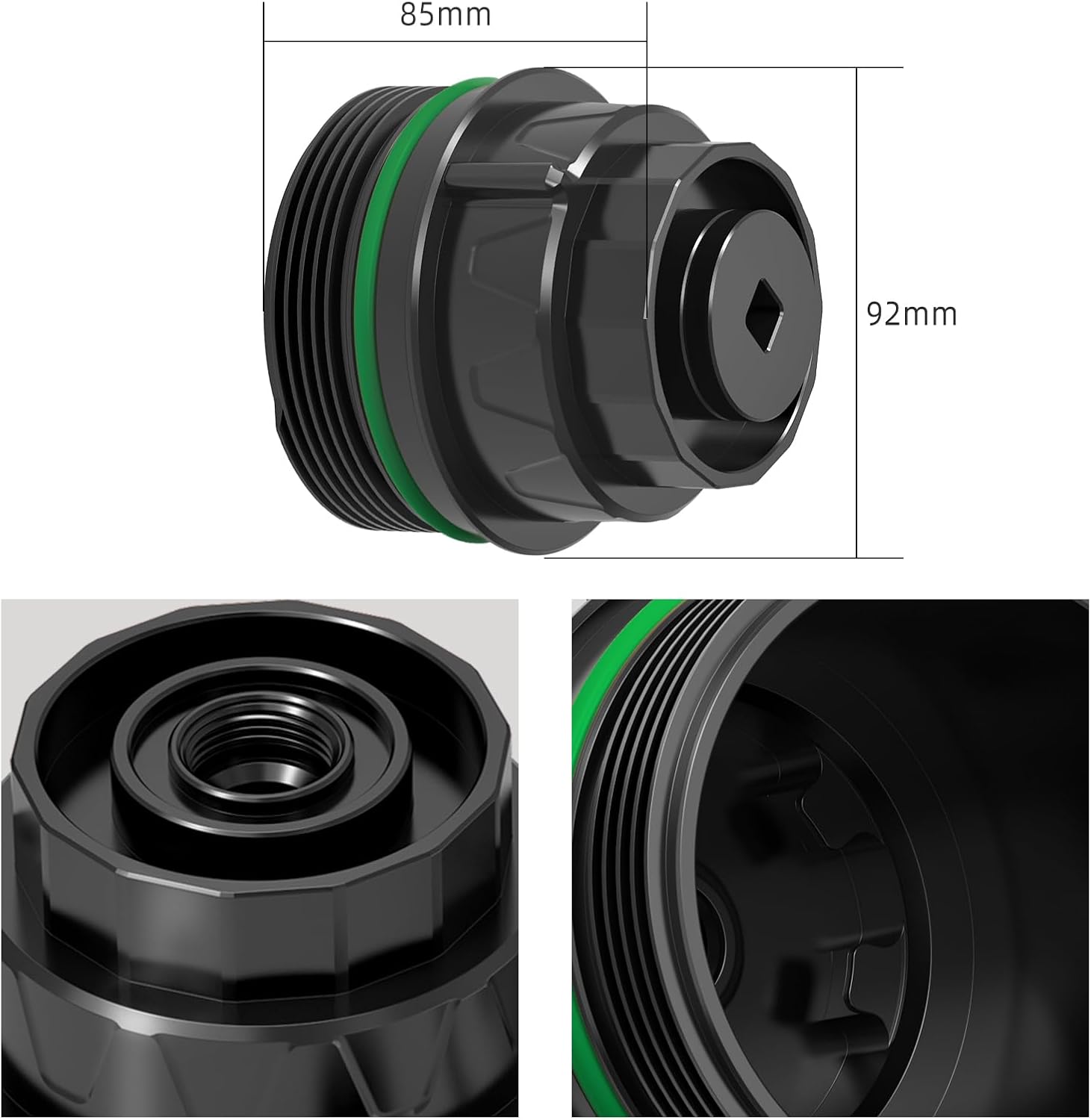 Bevinsee Oil Filtrar Housing Cap Compatible with Toyota 4Runner, FJ Cruiser, Tundra, Replacement for 15650-38020, 4Runner Accessories Black