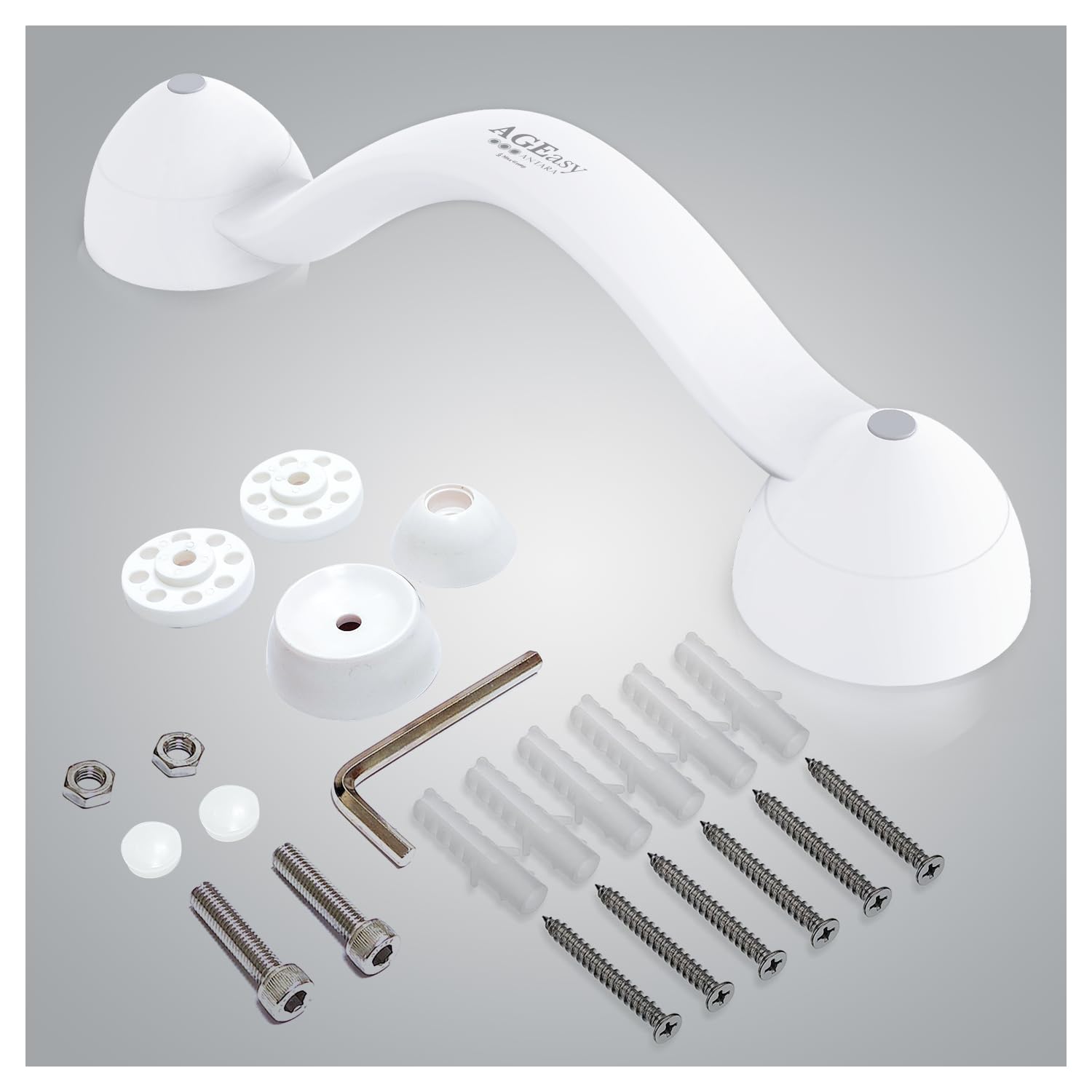 AGEasy (Max Group) Secure Hold Grab Bar (14 inches) | Safety Handrail for Senior Citizen | Anti-Slip Grip Stainless Steel | Elderly & Disability Aid | Wall Mount for Bathroom & Shower