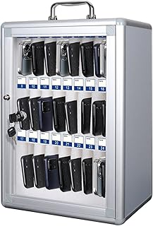 24-slot Mobile Phone Cabinet Wall-mounted Mobile Phone Cabinet With Lock 36-slot Student Mobile Phone Safe Deposit Box Portable Mobile Phone Storage Box (Color : Silver, Size : 24 slots)