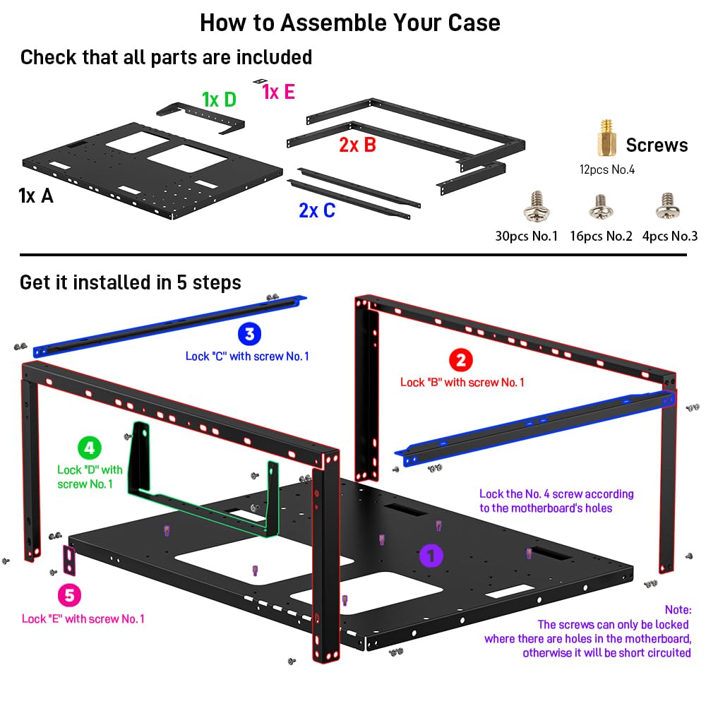 Banco de pruebas de PC, carcasa de PC al aire libre, chasis de computadora de marco abierto, soporte de servidor Techbench para placas base ETAX ATX MATX ETAX X79 X99 Micro ATX (apilable)