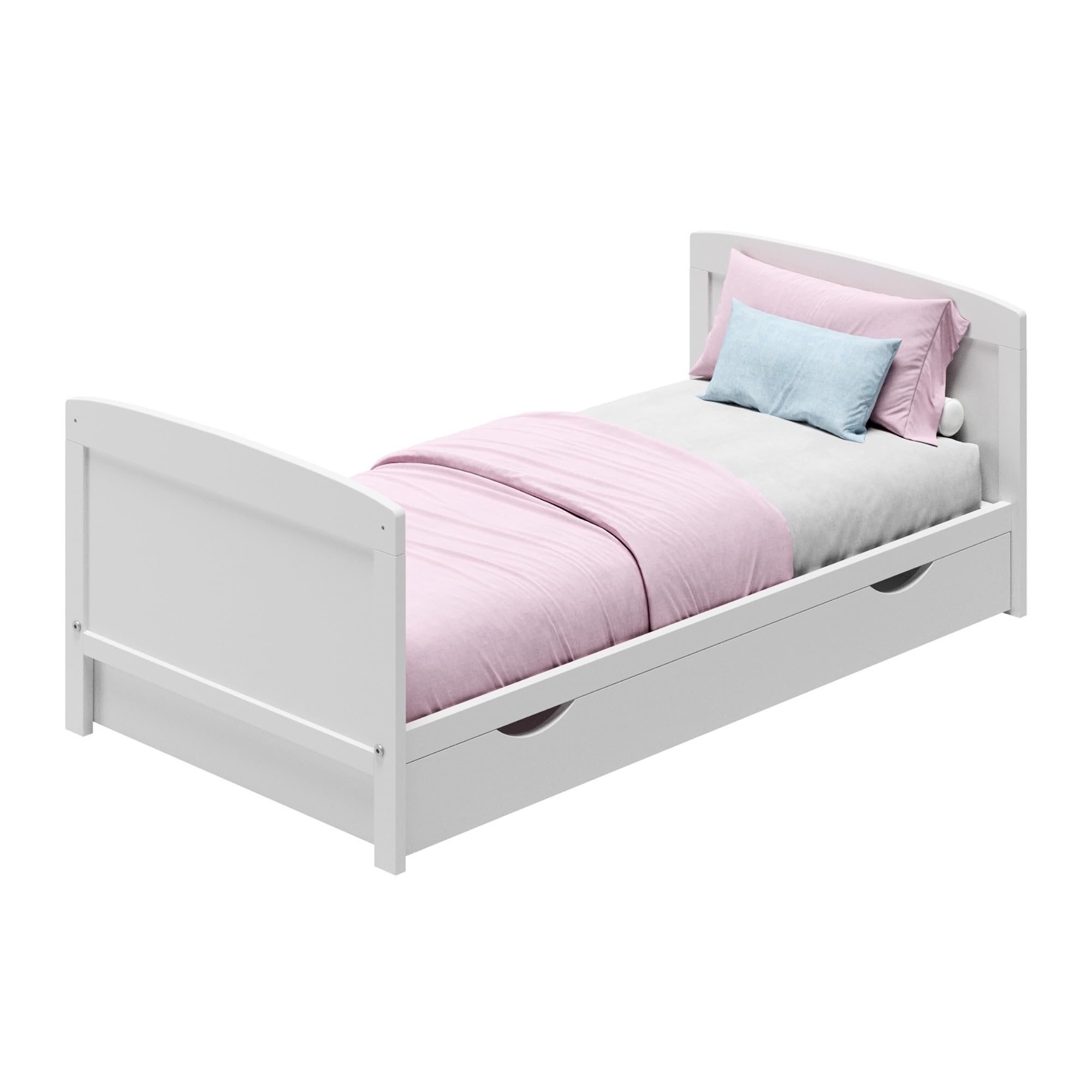 Babybett 70x140 umbaubar mit Schublade und Matratze, Gitterbett, Kinderbett, höhenverstellbar & herausnehmbare Sprossen | weitere Größe: 60x120cm | 70x140cm: von Geburt bis 6. Lebensjahr, Weiß