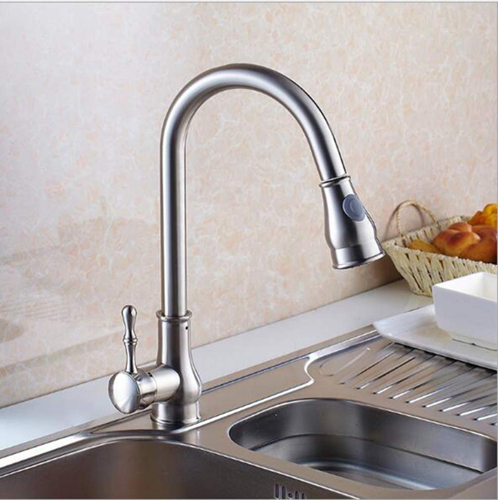 Robinet de cuisine extractible pour le lavage du quotidien en nickel brossé mat