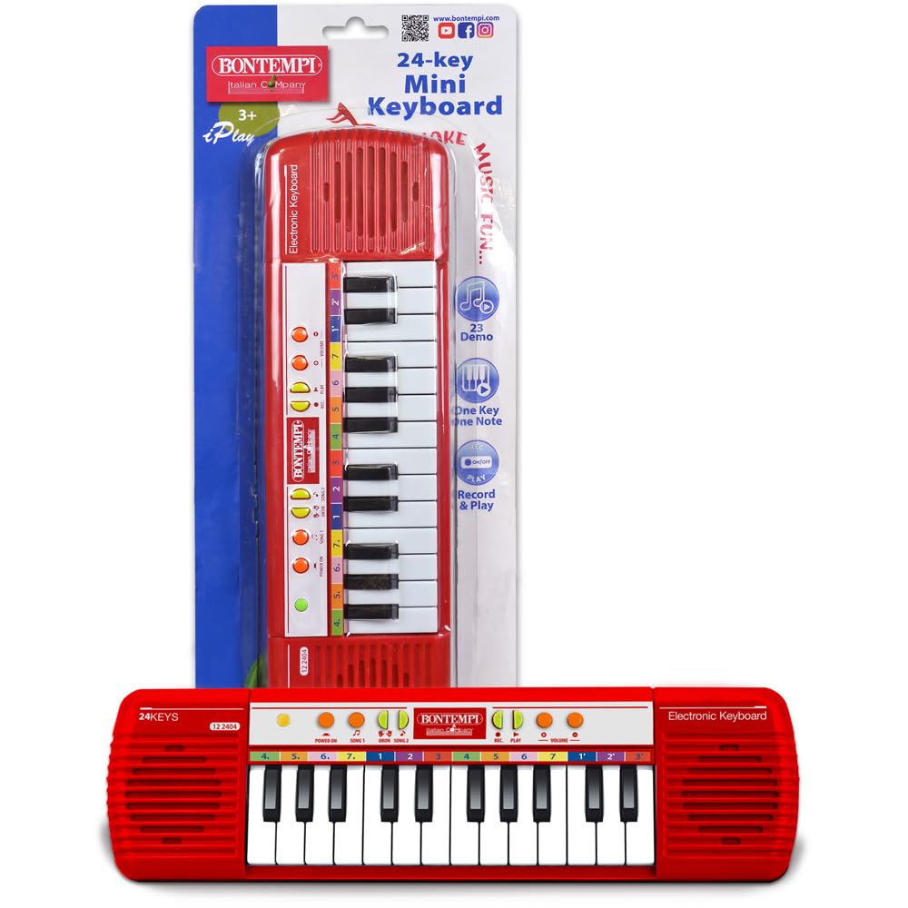 Bontempi Kids Musical Keyboard on Blister, Red, Mini - Image 3