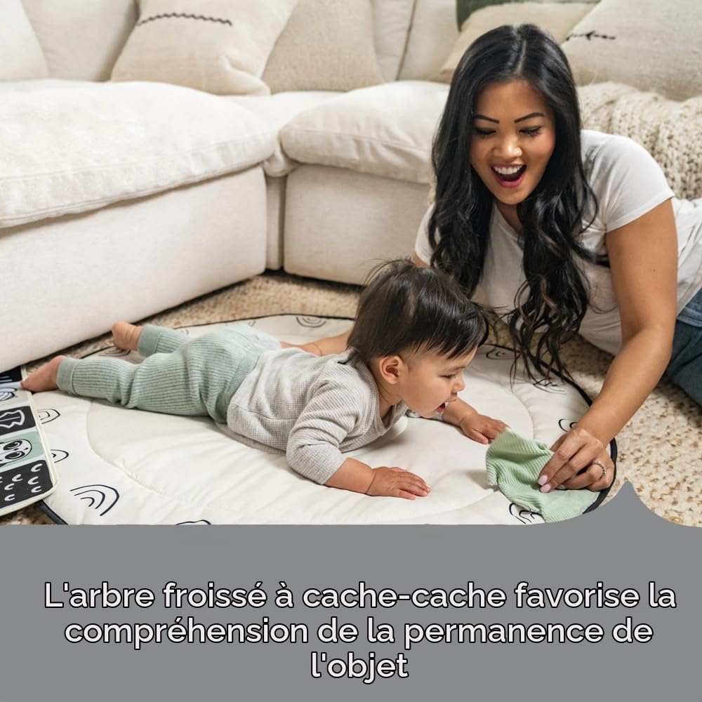 Tiny Love Classic Gymini, Tapis d’éveil musical 2-en-1 pour bébé, dès la naissance, gym pour bébé, 20 activités, jouet musical interactif, arches ajustables, Black & White Décor