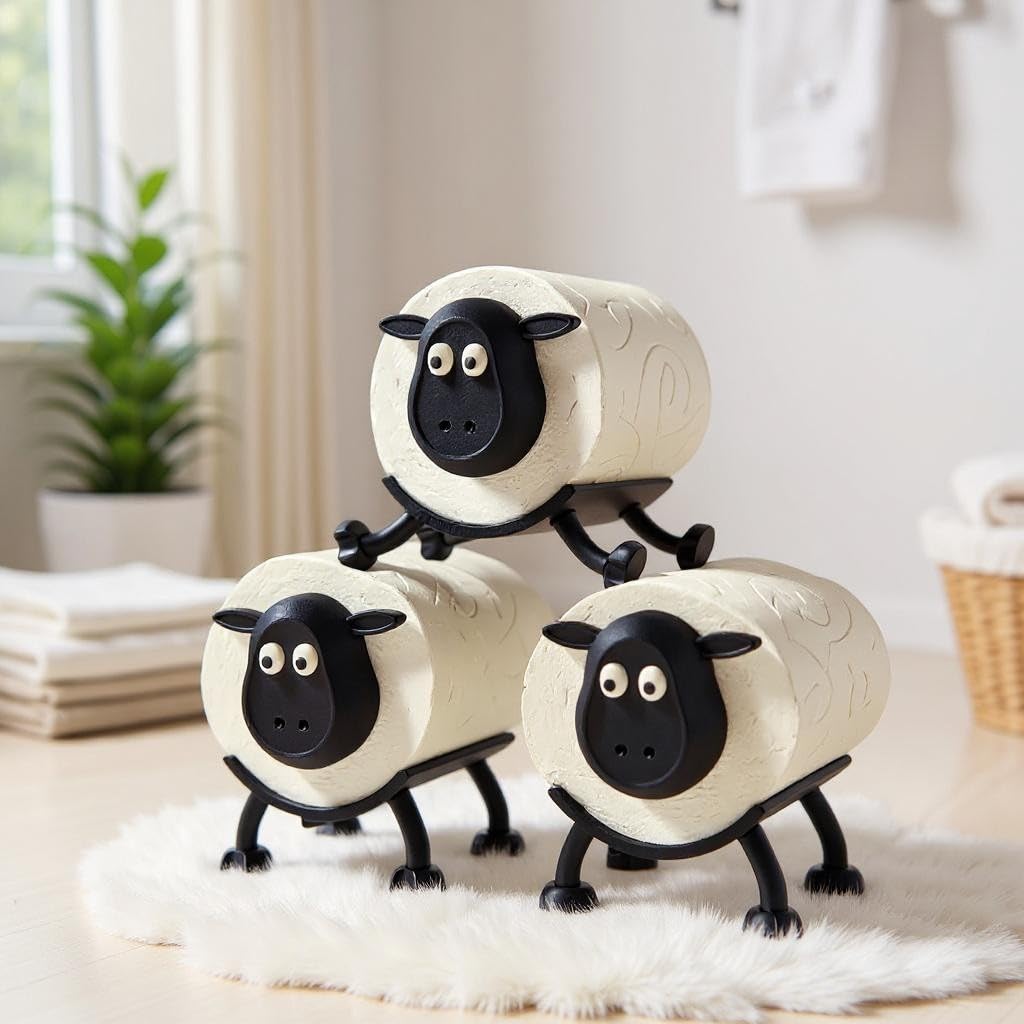 Porte-rouleau de papier toilette en forme de mouton - Design hilarant - En PLA de qualité supérieure - Imprimé 3D respectueux de l'environnement - Rangement modulaire empilable - Assemblage