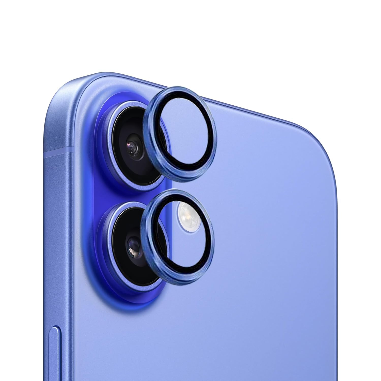 Amazon Brand - SolimoAmazon Brand - Solimo Tempered Glass Camera Lens Protector for iPhone 16 Plus (Blue)