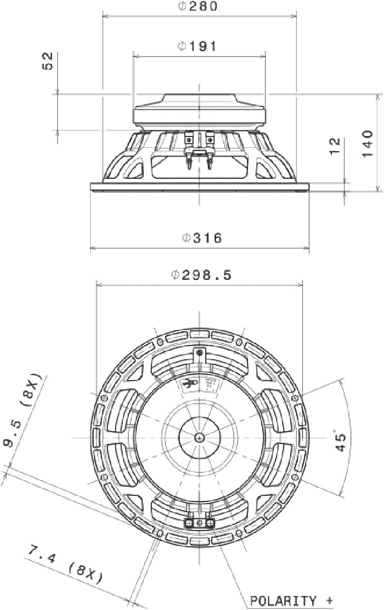 Faital Pro 12FH510-8 Mid Bass Woofer 12-inch Professional Low-Frequency Audio Loudspeaker 500 Watts Rms 1000 Watts Max 8-Ohms