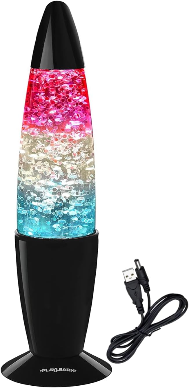 Playlearn 13.5" Glitter Lamp - USB - Glass - Glitter Lamp Night Light