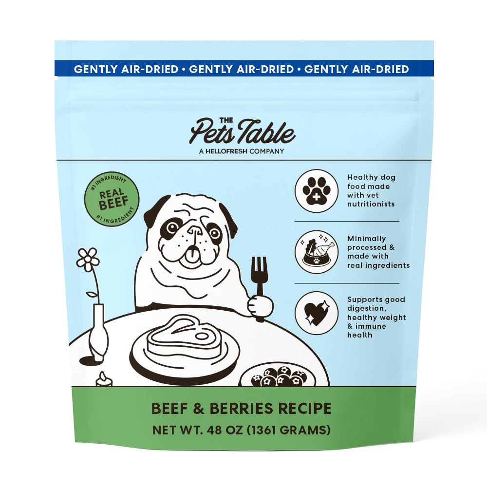 The Pets Table Beef & Berries Grain-Free Air Dried Dog Food, 3lbs / 48 oz Bag