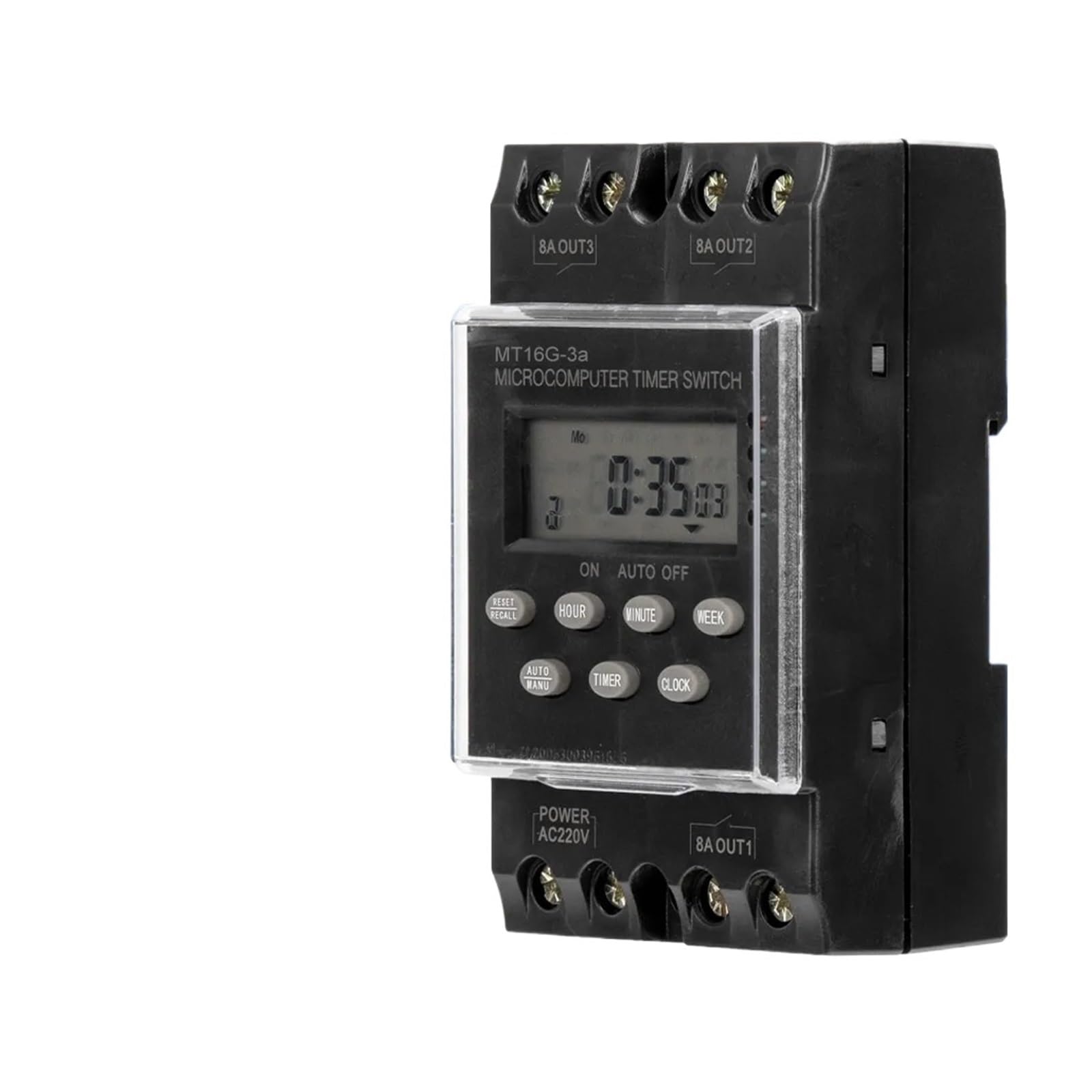 DEBLAN Interruptor de Tiempo electrónico programable AC 220V 25A 1 Minuto a 168 Horas 3 Canales Temporizador automático Digital Montaje en Riel DIN