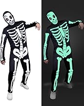 Funidelia Mens Skeleton Costume Glow in The Dark Skeleton Skull Costume Adult Costume for Party Carnival Halloween