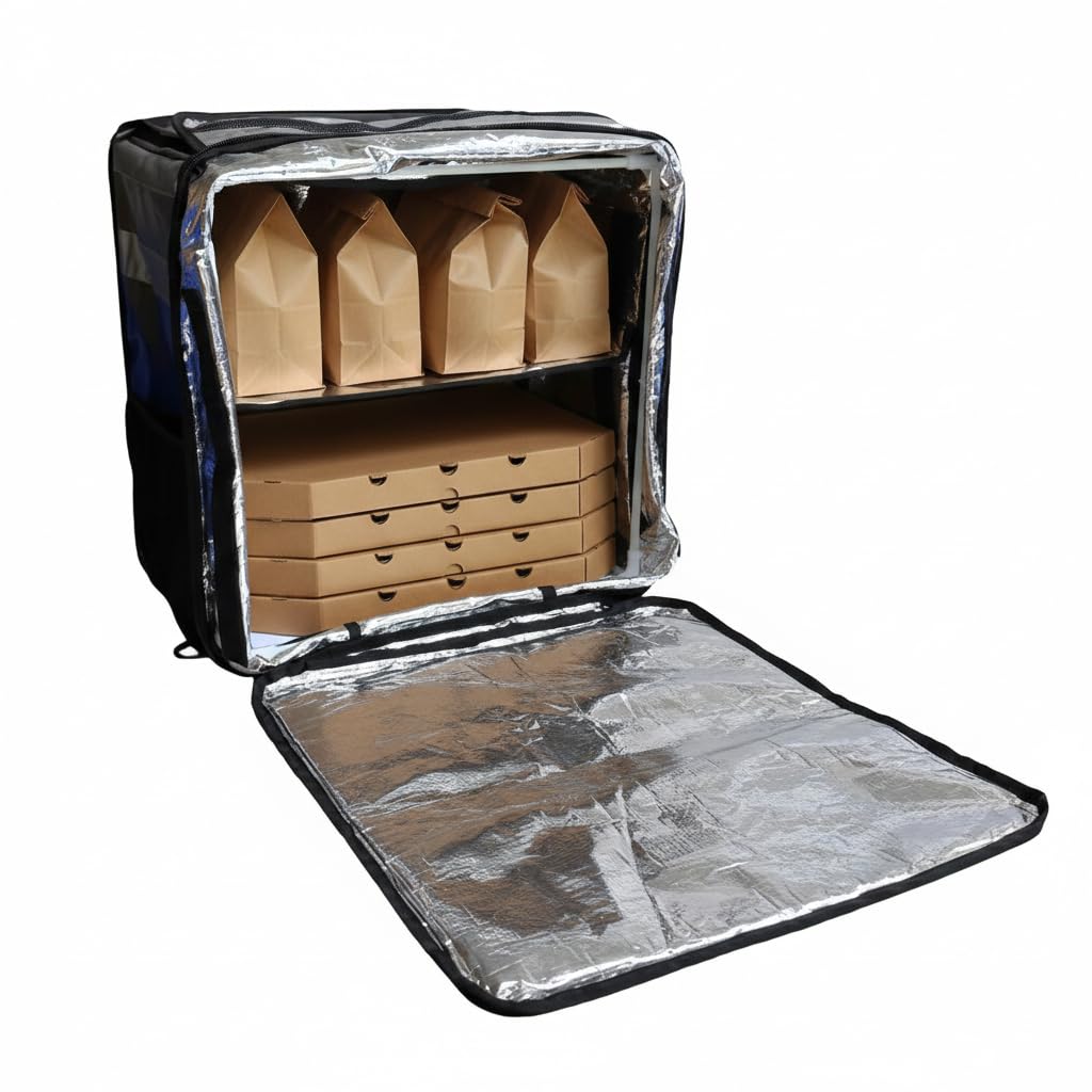 Delivery Bag Store Teleskop-Kuriertasche 89 l, für Uber Eats, isothermer, erweiterbarer und wasserabweisender Mahlzeiten-Lieferrucksack, Kühltasche für Pizza