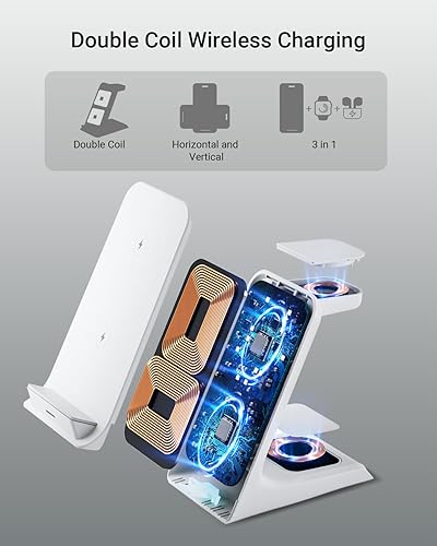 Miniatura 7 de Cargador inalámbrico para fundas gruesas de 0.394 inOtterboxpara Popsocket, base de carga 3 en 1 para iPhone 17 16 15 14 13 Pro Max, estación de