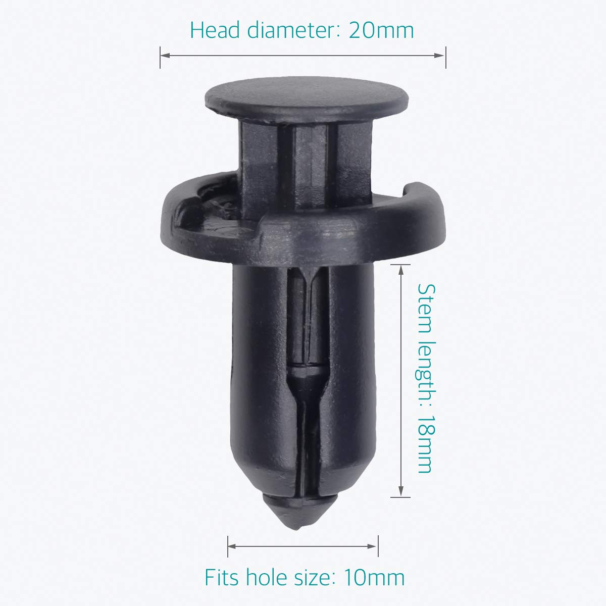 Lantee Car Clips for Honda - 50 Pieces 10mm Hole Plastic Push