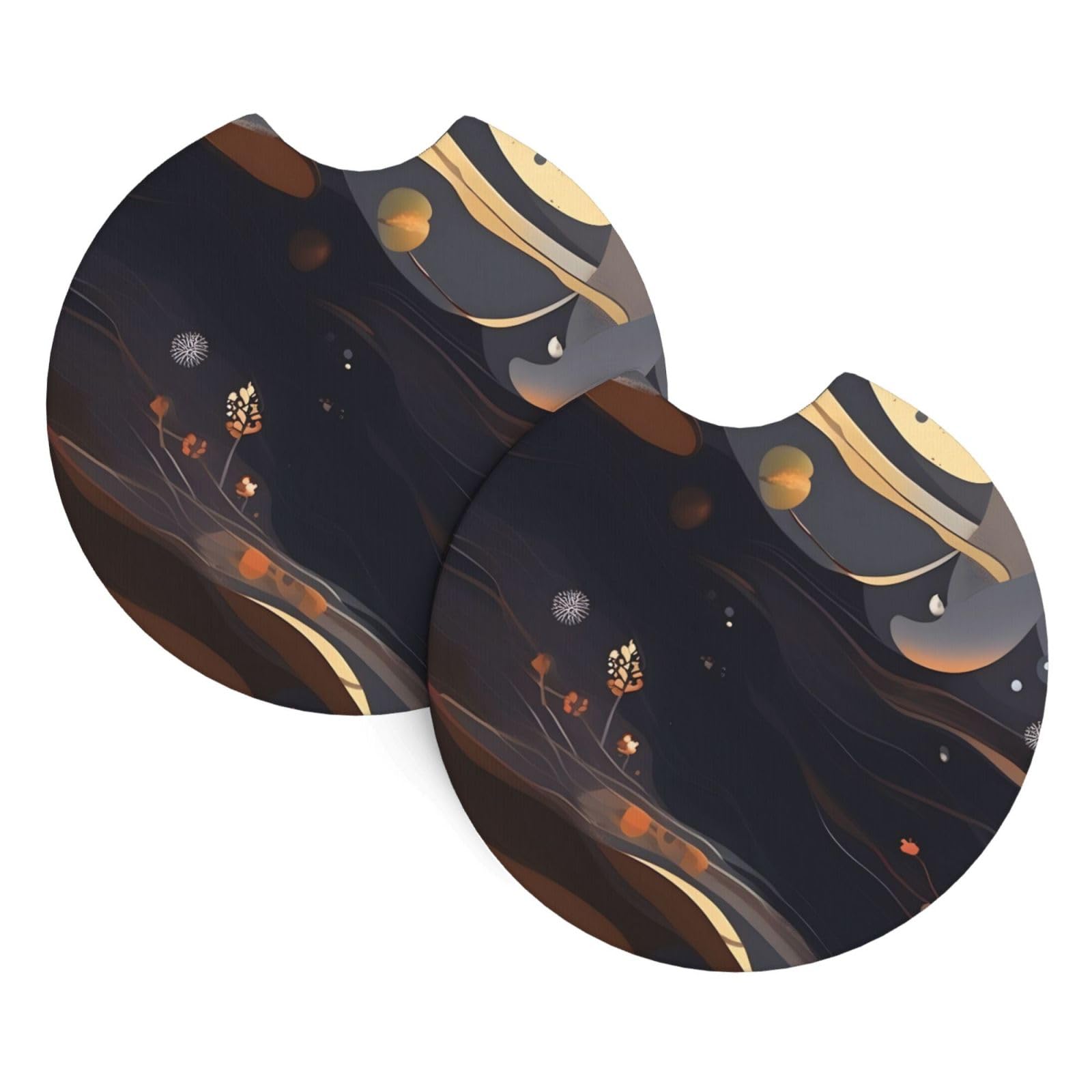 Dark Medium Car Interior Cup Holder Pad 2 PCS Car Coasters Scratch-resistant Odorless for Most Cars