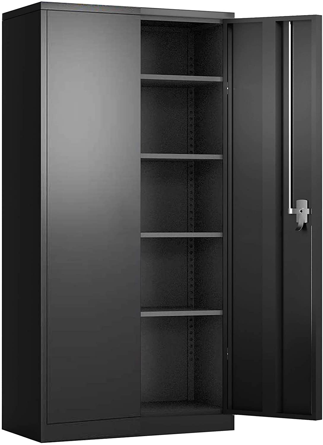 Black Tall Metal Storage Pataku Locking Steel Storage with 2 Doors and 4