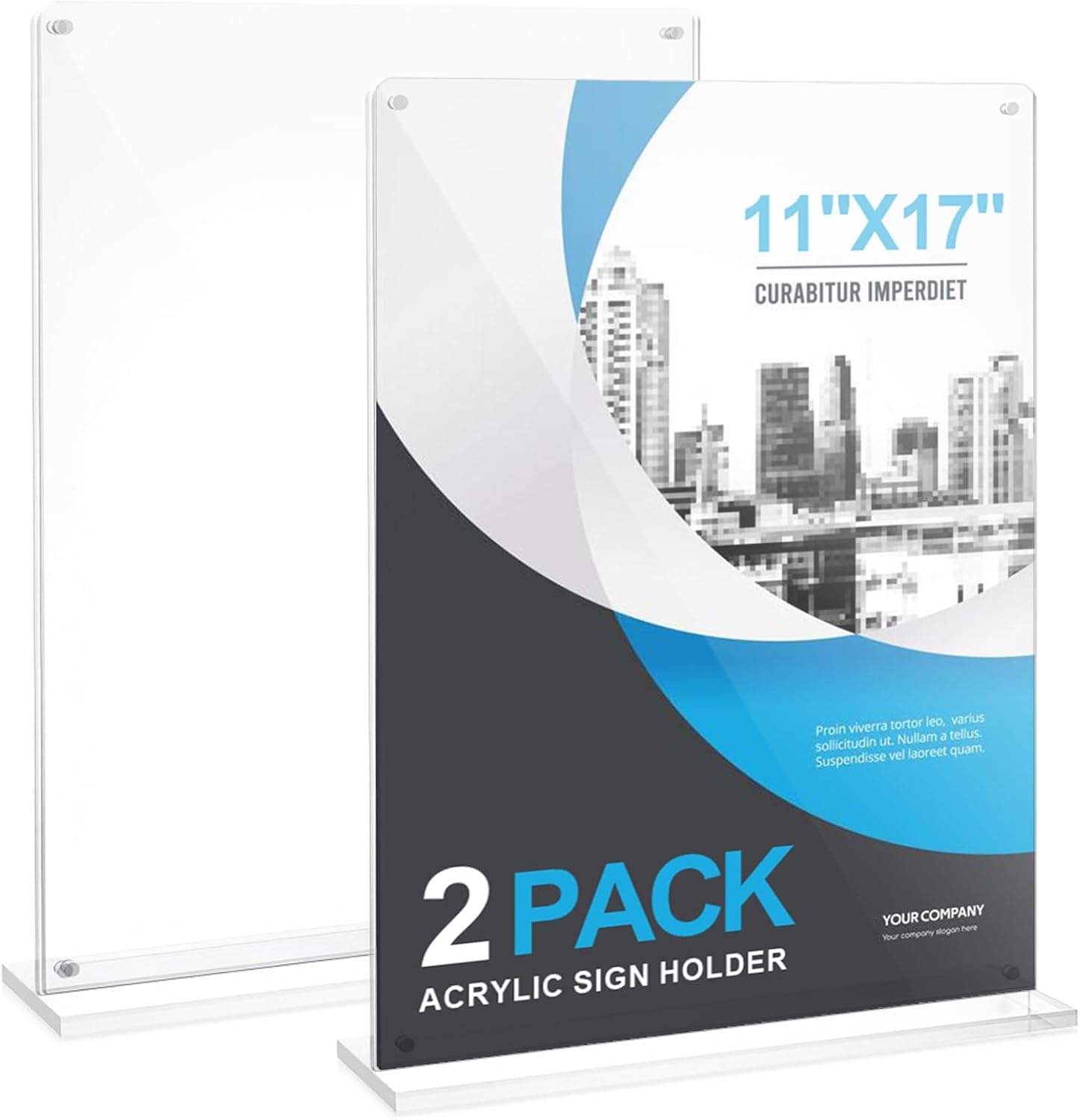 8.5x11 Acrylic Sign Holder Table Top with Magnetic Corners, 4-Pack, Rounded Corners – Quick Change Display Stand for Menus, Posters and Ads, Restaurant, Office, Events, Retail