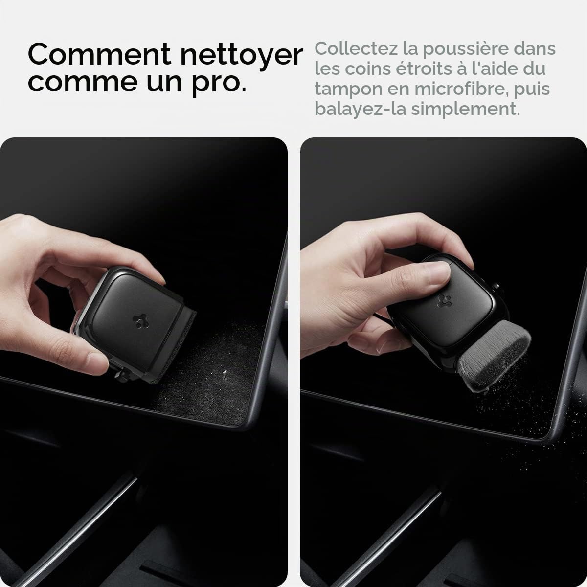 Spigen Tesla Model Y (~Juniper 2026) 3 (~ Highalnd 2026) S X, EZ Nettoyant pour écran, Brosse de Nettoyage pour iPhone, Samsung, Pixel, Laptop Ecran, Caméra, Tablettes, Téléphone et Voiture - Noir