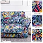 FORCHEER 2 Piece Armchair slipcovers Bohemia Style Printed Sofa Couch Covers with 1 Separate Cushion Couch Covers Washable Sofa Slipcover with Elastic Bottom for Living Room (Armchair, Styles 1) - Image 3