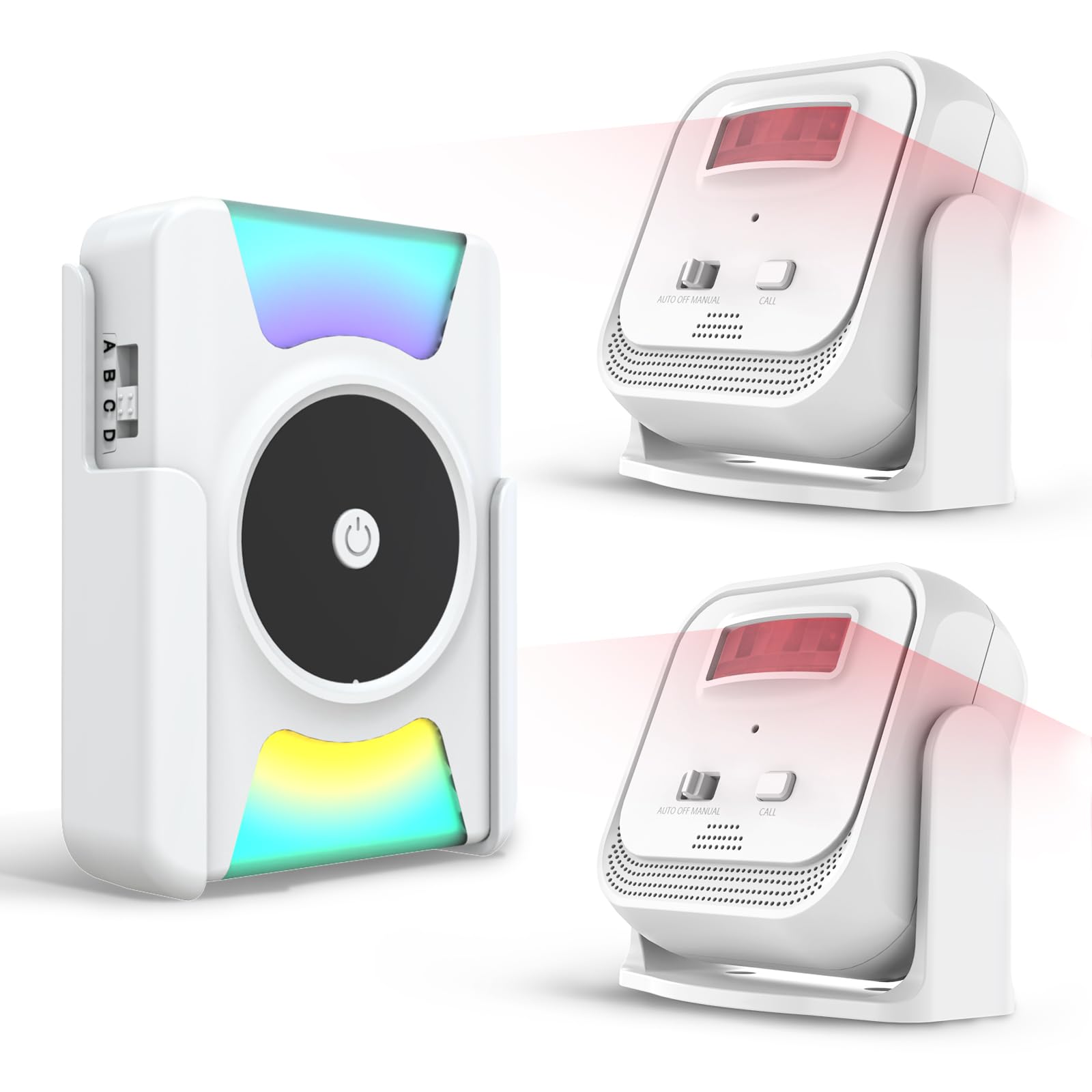 DAYTECH Motion Sensor Alarm for Caregiver Pager Bed Alarm and Fall Prevention for Elderly Dementia Patients Elderly Monitoring 2 PIR Motion Detector and 1Receiver
