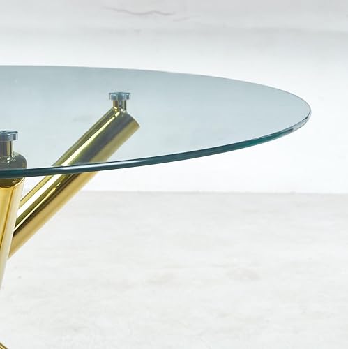 Miniatura 295 de Mesa de comedor de cristal de 51 pulgadas para 4, mesa de comedor rectangular contemporánea con parte superior de vidrio templado y patas de acero