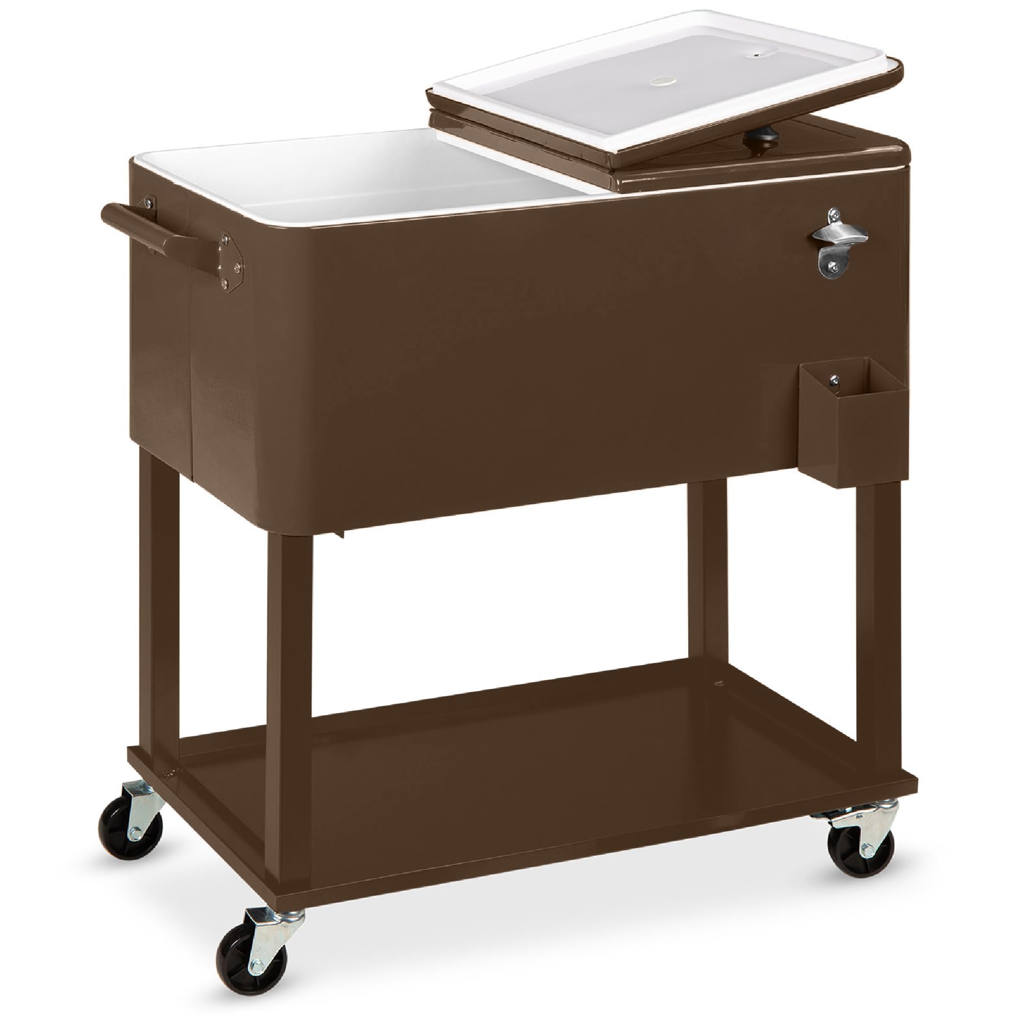 Best Choice Products 80-Quart Outdoor Steel Rolling Cooler Cart w/Ice Chest, Bottle Opener, Catch Tray, Drain Plug, Locking Wheels