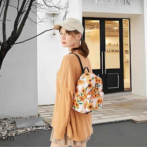 Vista 2 de Cusangel Mochila para niñas y niños, linda y con múltiples compartimentos, mochilas para niños y niñas, ligera y duradera, Girasol Blanco, Girasoles