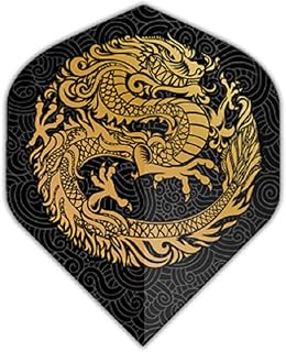 US Darts Pentathlon Dragon (Black) Standard Dart Flights - 3 Sets (9 Flights) - 100 Micron - Ex-Tough